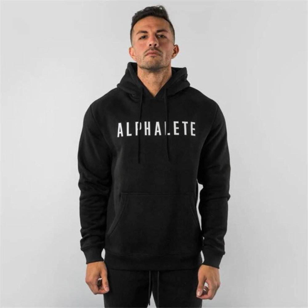 Alphalete Black Logo Printed Hoodie